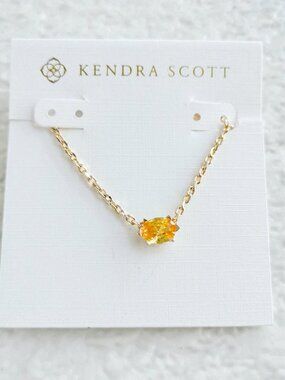 Kendra Scott Cailin Golden Yellow Crystal Gold Necklace NEW